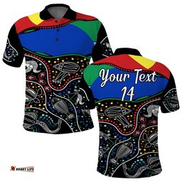 Custom Text and Number NAIDOC Week Polo Shirt National Aborigines And Torres Strait Islander Animals Aboriginal Art Amazing Aussie