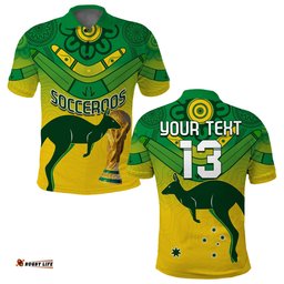 Custom Text and Number Australia Soccer Polo Shirt World Cup Socceroos We Are Champions Amazing Aussie