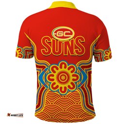 Gold Coast Football Polo Shirt Suns Indigenous Pattern Amazing Aussie