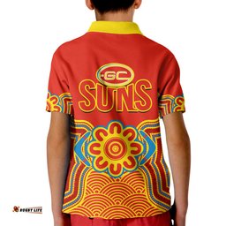 Gold Coast Football Polo Shirt Suns Indigenous Pattern Amazing Aussie