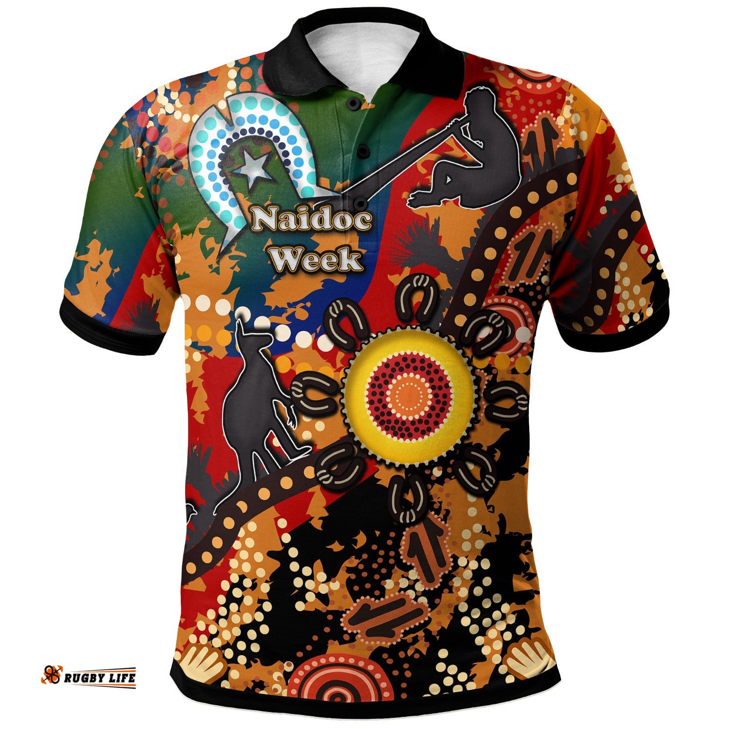 Australia NAIDOC Week 2022 Polo Shirt - Custom NAIDOC Week 2022 Aboriginal Inspired Dot Art Painting With Native Kangaroo "Get up, Stand up, Show up," Polo Shirt Amazing Aussie