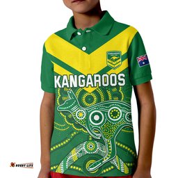 Custom Text and Number Australia Rugby Polo Shirt Kangaroos Boomerang Aboriginal Amazing Aussie