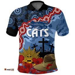 Cats Football ANZAC 2023 Polo Shirt Aboriginal Mix Slouch Hat Amazing Aussie