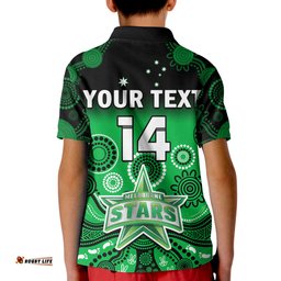 Custom Text And Number Stars Cricket Polo Shirt Melbourne Team Green Gradient Aboriginal Art Amazing Aussie