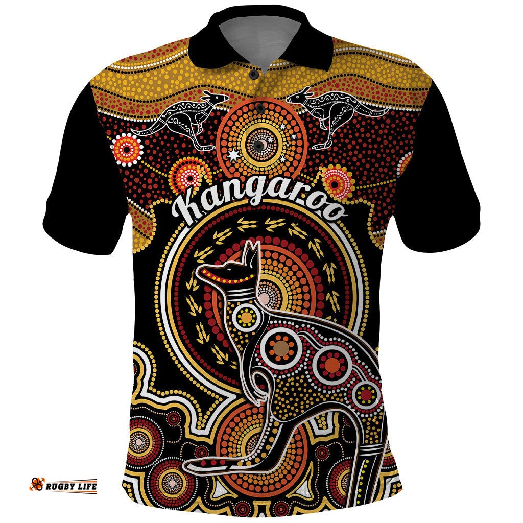 Personalised Australian Astrology Polo Shirt Aboriginal Kangaroo Zodiac Sign
