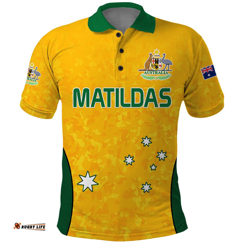 Custom Text And Number Australia Soccer Polo Shirt Socceroos With Kangaroo - Matildas 2023