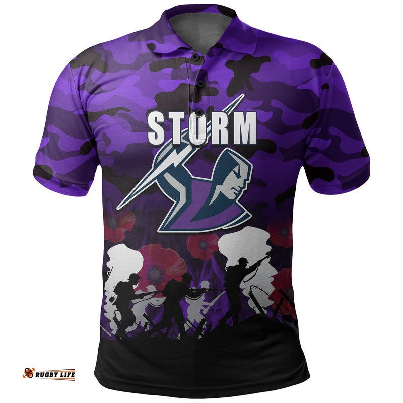 Custom Personalised NRL Anzac Day Polo Shirt Storm Army Style Amazing Aussie