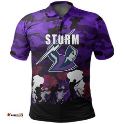 Custom Personalised NRL Anzac Day Polo Shirt Storm Army Style Amazing Aussie