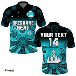 Custom Text And Number Brisbane Heat Polo Shirt Gradient Aboriginal Dot Painting Amazing Aussie