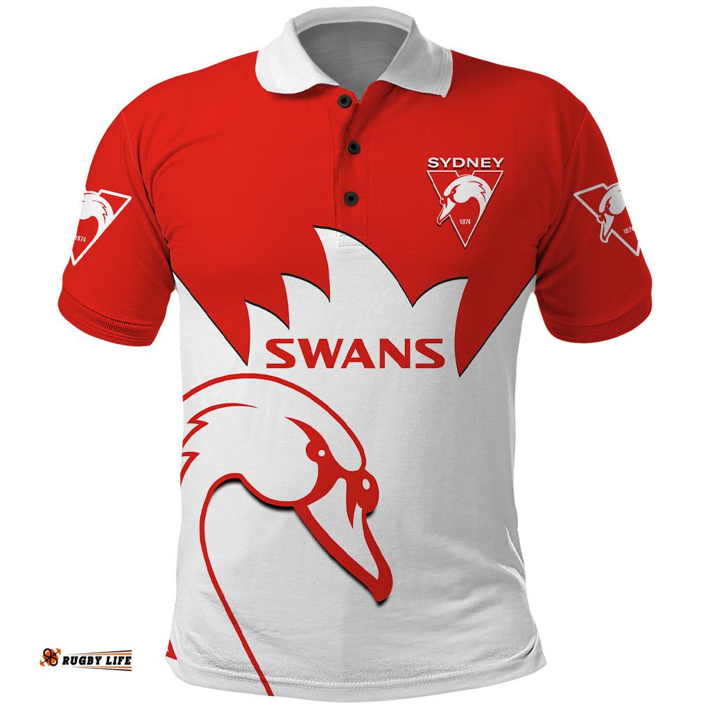 Sydney Swans Football Polo Shirt Go Swannies Sporty Style