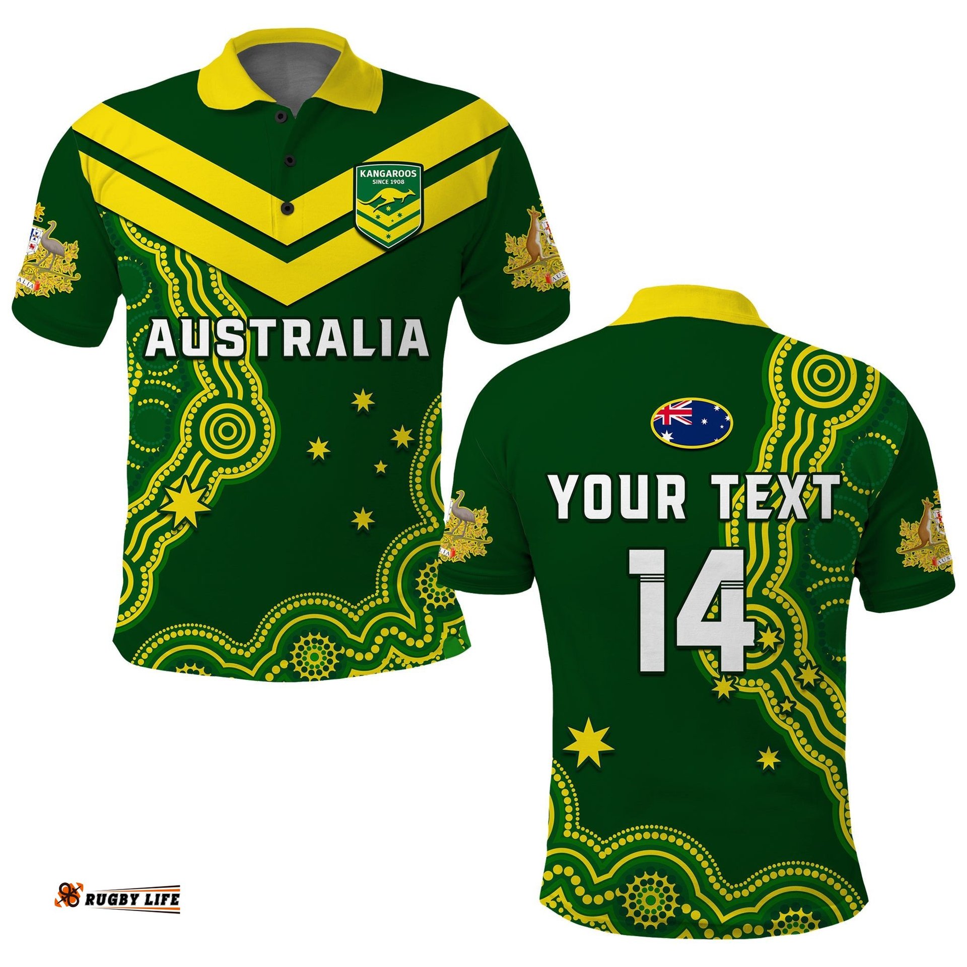 Custom Text And Number Australia Rugby Polo Shirt The Kangaroos Champions Pacific Indigenous Amazing Aussie