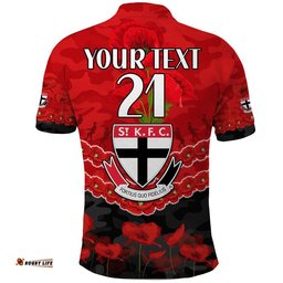 Custom Personalised St Kilda Saints Football ANZAC Polo Shirt Lest We Forget Amazing Aussie