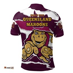 Queensland Maroons Indigenous - Custom State Of Origin QLD Maroons Queenslander All Fired Up Polo Shirt