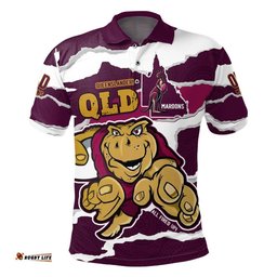 Queensland Maroons Indigenous - Custom State Of Origin QLD Maroons Queenslander All Fired Up Polo Shirt