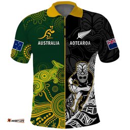 Custom Personalised Australia Rugby Mix Aotearoa Rugby Polo Shirt Wallabies All Black Special Version Amazing Aussie