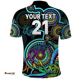 Custom Kangaroos Football Aboriginal Art Polo Shirt NAIDOC Indigenous Tribal