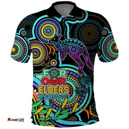 Custom Kangaroos Football Aboriginal Art Polo Shirt NAIDOC Indigenous Tribal