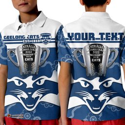 Custom Personalised Cats Football Polo Shirt Geelong Premiers 2022 Aboriginal Tee Aussie