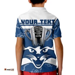 Custom Personalised Cats Football Polo Shirt Geelong Premiers 2022 Aboriginal Tee Aussie