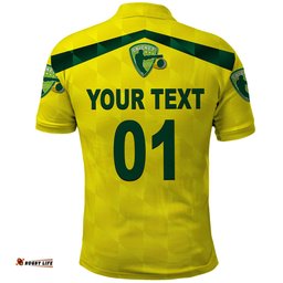 Custom Personalised Australia Cricket Polo Shirt Aussie Unique - Yellow Amazing Aussie