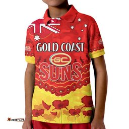 Suns Football ANZAC Polo Shirt Lest We Forget Amazing Aussie