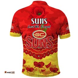 Suns Football ANZAC Polo Shirt Lest We Forget Amazing Aussie