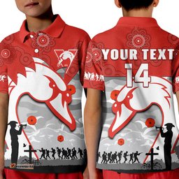 Custom Text And Number Swans Football ANZAC Polo Shirt Sydney Indigenous Camouflage Art Amazing Aussie