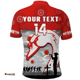 Custom Text And Number Swans Football ANZAC Polo Shirt Sydney Indigenous Camouflage Art Amazing Aussie