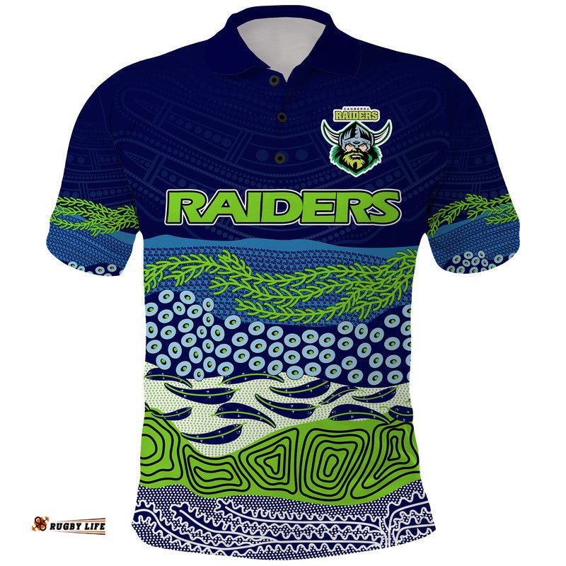 Canberra The Green Machine Raiders Boomerang Indigenous Polo Shirt Amazing Aussie