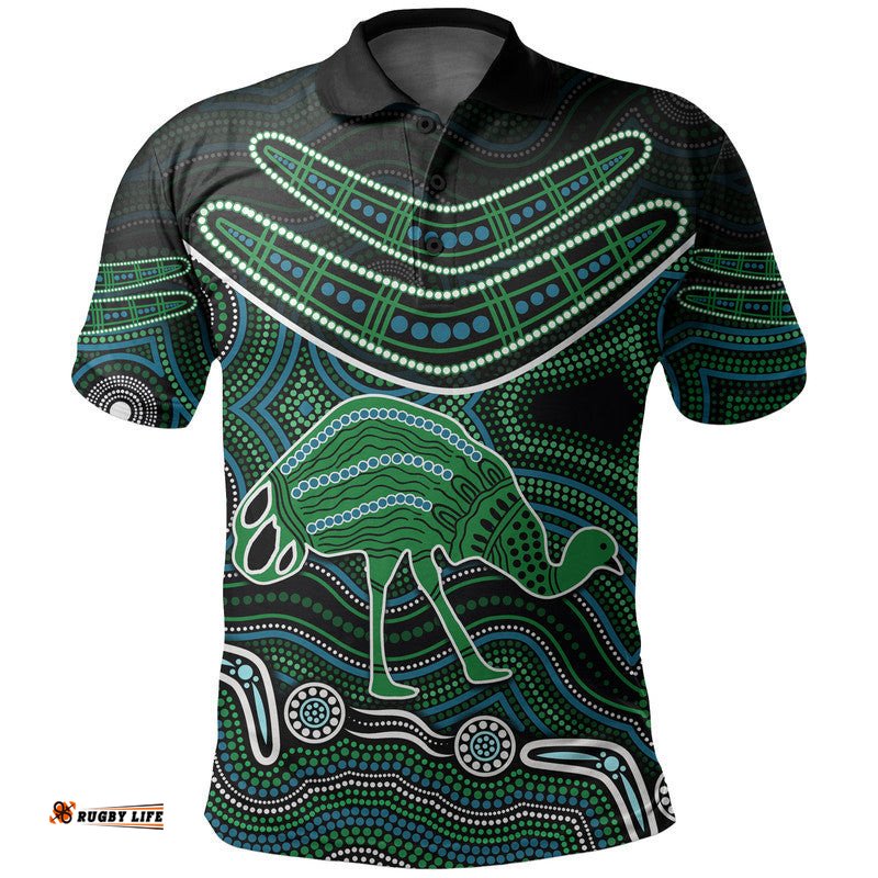 Custom Personalised Emu Aboriginal Boomerang Polo Shirt No.3 Amazing Aussie