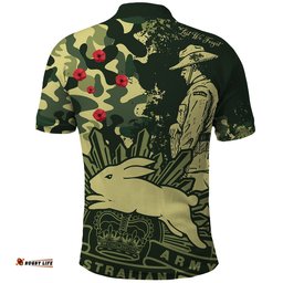 NRL ANZAC 2023 Rabbitohs Polo Shirt Camouflage Amazing Aussie