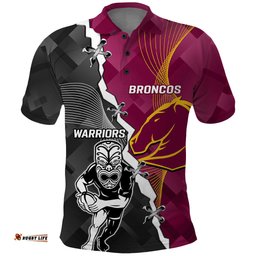 Personalised Warriors And Broncos Rugby Polo Shirt 2023 Together Sporty Style