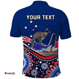 Custom Personalised Australia Day Polo Shirt Indigenous Kangaroo And Boomerang Amazing Aussie