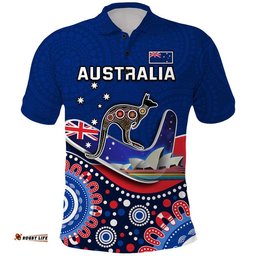 Custom Personalised Australia Day Polo Shirt Indigenous Kangaroo And Boomerang Amazing Aussie