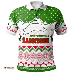 Rabbitohs Rugby Christmas Polo Shirt - Custom Merry Christmas Rabbitohs Aboriginal Culture Polo Shirt Amazing Aussie