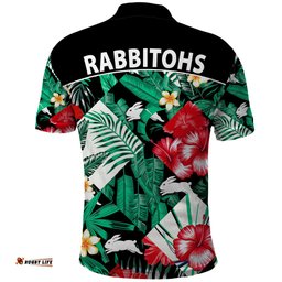 Rabbitohs Rugby Polo Shirt Fashion Tropical Jungle Flowers