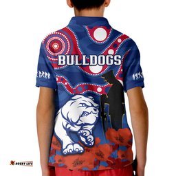 Western Bulldogs Football ANZAC 2023 Polo Shirt Doggies Aboriginal Mix Poppy Camouflage Amazing Aussie