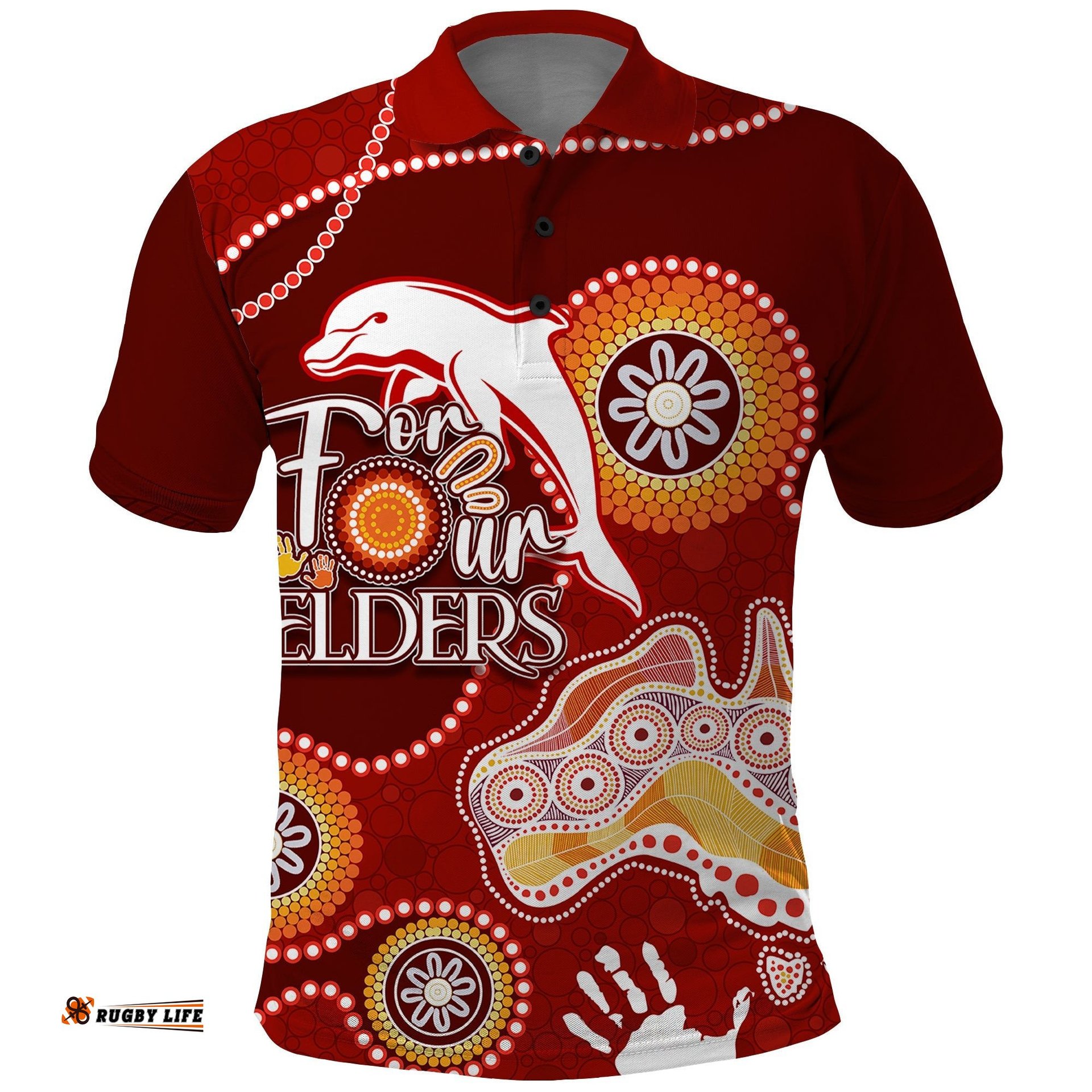 Personalised NAIDOC Week 2023 NRL Dolphins For Our Elders Polo Shirt Amazing Aussie
