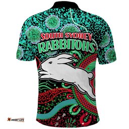Rabbitohs Rugby Polo Shirt Aboriginal Dots Verion Amazing Aussie