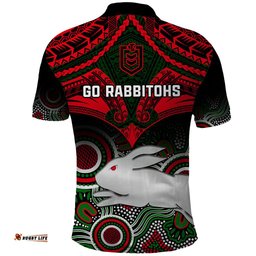 Rabbitohs Rugby Polo Shirt Souths 1908 Aboriginal Mix Polynesian Pattern