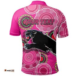 Custom Personalised Panthers Rugby Aboriginal Vibe Polo Shirt - Pink Amazing Aussie