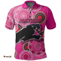 Custom Personalised Panthers Rugby Aboriginal Vibe Polo Shirt - Pink Amazing Aussie