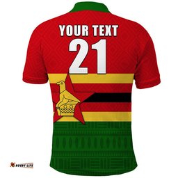 Custom Personalised The Chevrons Cricket Mix Zimbabwe Flag and Indigenous Pattern Polo Shirt Tee Aussie