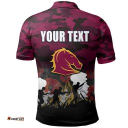 Custom Personalised NRL Anzac Day Polo Shirt Broncos Army Style Amazing Aussie