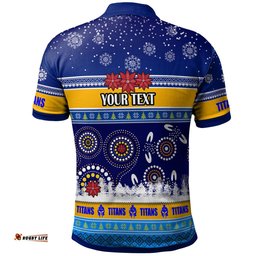 Titans Rugby Christmas Polo Shirt - Custom Titans Ugly Christmas And Aboriginal Patterns Polo Shirt Amazing Aussie