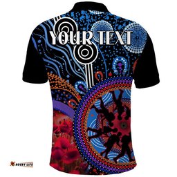 Custom Personalised Australia ANZAC Day Polo Shirt Aboriginal Military and Poppy Flowers Style Amazing Aussie