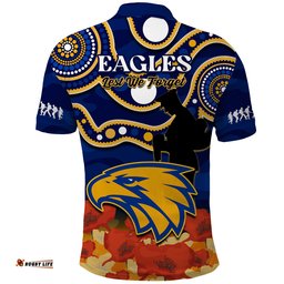 Eagles Football ANZAC 2023 Polo Shirt West Coast Indigenous Mix Poppy Camouflage Amazing Aussie