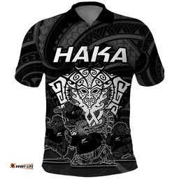Personalised New Zealand Rugby Polo Shirt Aotearoa Ka Mate Haka All Black Mix Ta Moko White Style