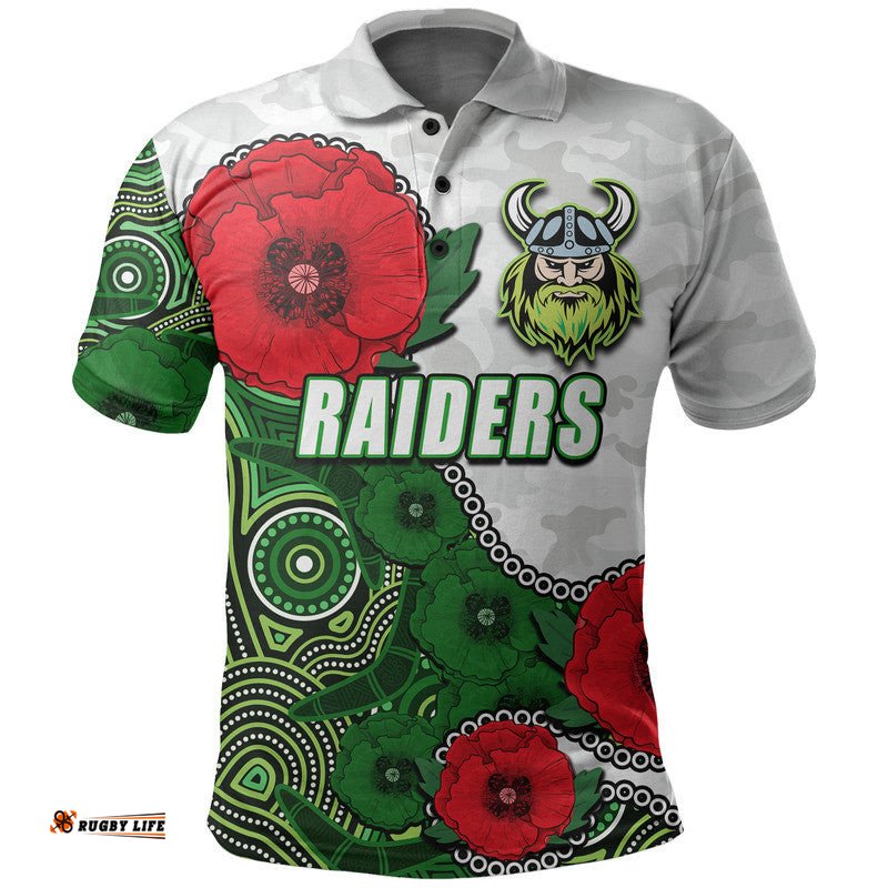 Custom Personalised Anzac Day NRL-Raiders Army Mix Aboriginal Polo Shirt Amazing Aussie