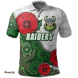 Custom Personalised Anzac Day NRL-Raiders Army Mix Aboriginal Polo Shirt Amazing Aussie